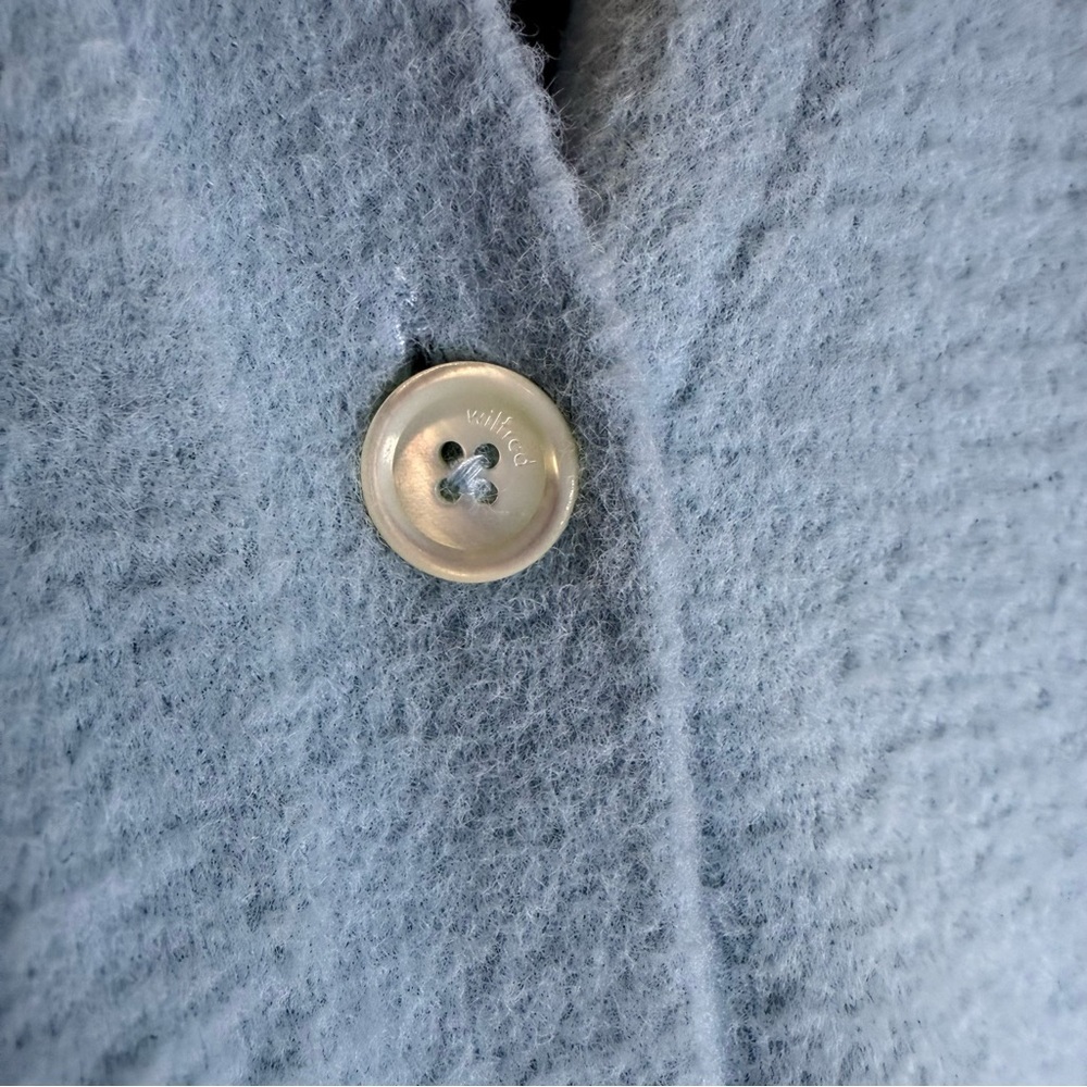 Aritzia Wilfred Blue Fuzzy Button-Up Cardigan XS Preppy Soft Hush Knit - Picture 4 of 14